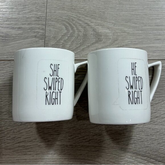 Coco + Lola Set of 2 “He Swiped Right” “She Swiped Right” Couple Mug - Picture 3 of 4